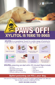 Informative FDA Poster about the danger of Xylitol with dogs